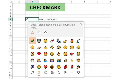 como poner check en excel|Palomita símbolo , visto o Checkmark en Excel